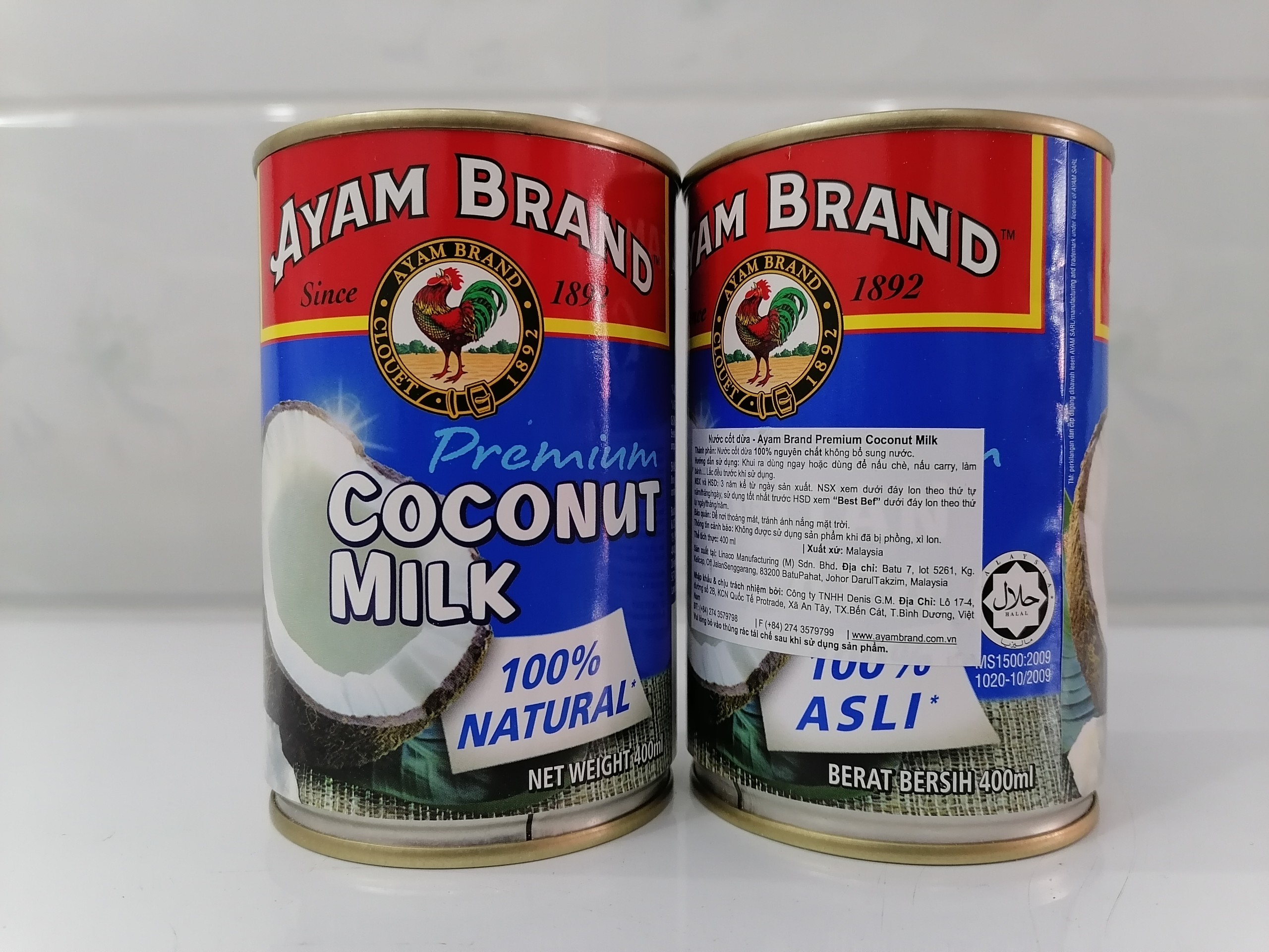 [Hộp 400ml – XANH ĐẬM] NƯỚC CỐT DỪA 100% NGUYÊN CHẤT [Malaysia] AYAM Premium Coconut Milk (halal)