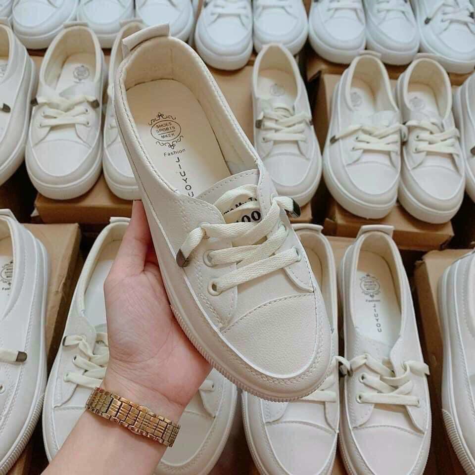 giày sneaker nữ basic aaa dây dút tinh tế vải thoáng