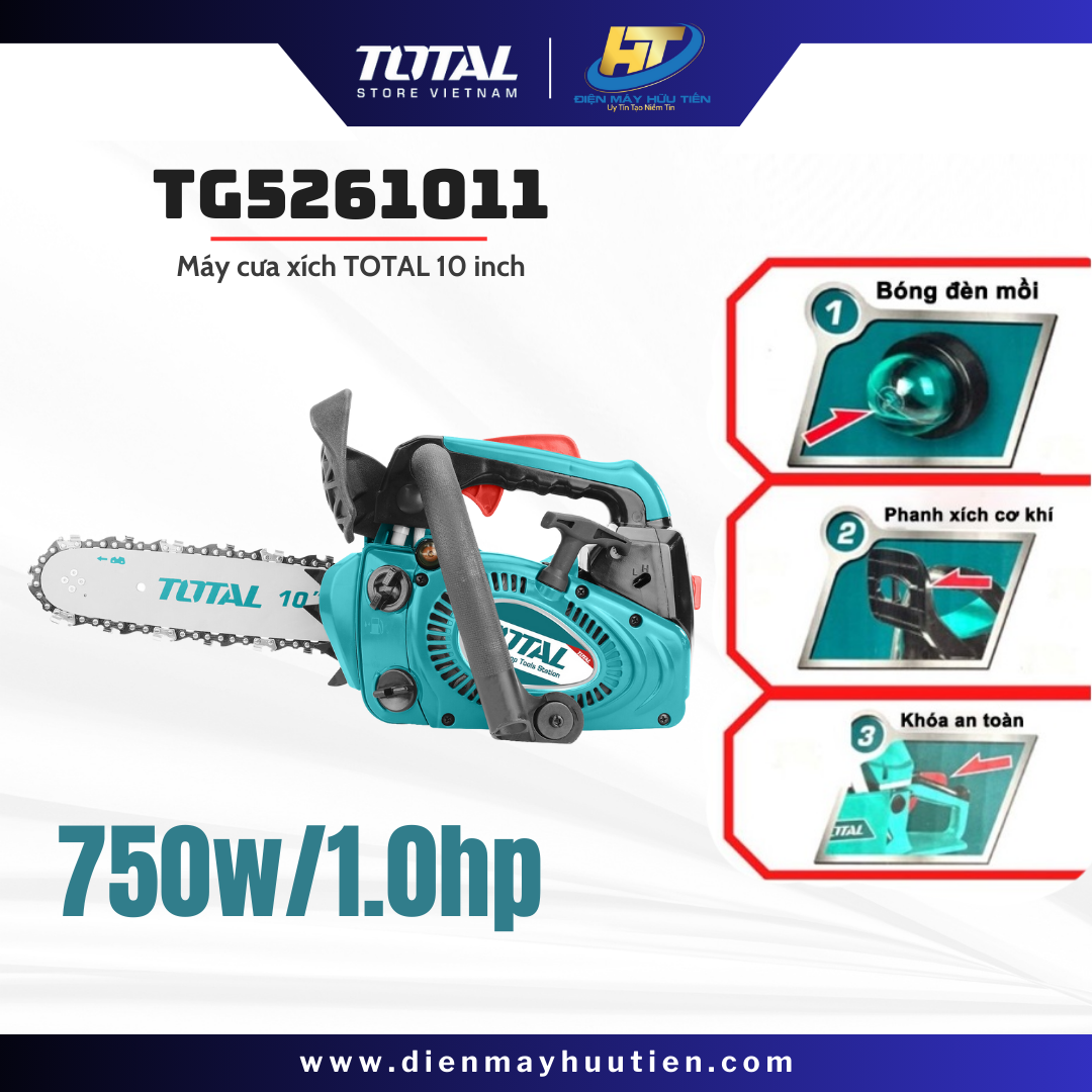 Máy cưa xích xăng Total 1.0HP TG5261011