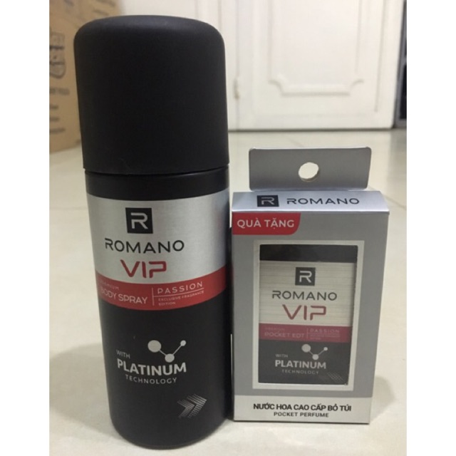 Xịt khử mùi toàn thân romano vip 150ml tặng kèm
