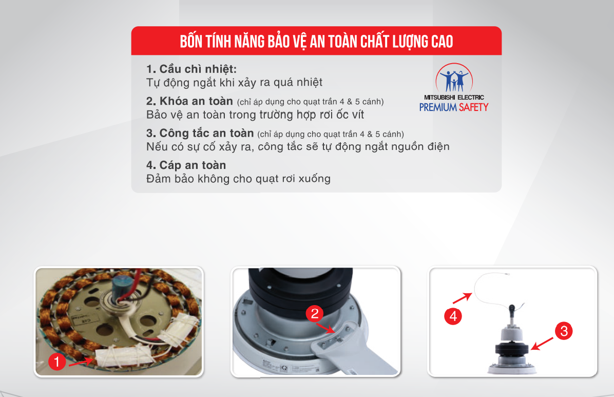 [Trả góp 0%]Quạt trần 5 cánh Mitsubishi C56-RW5