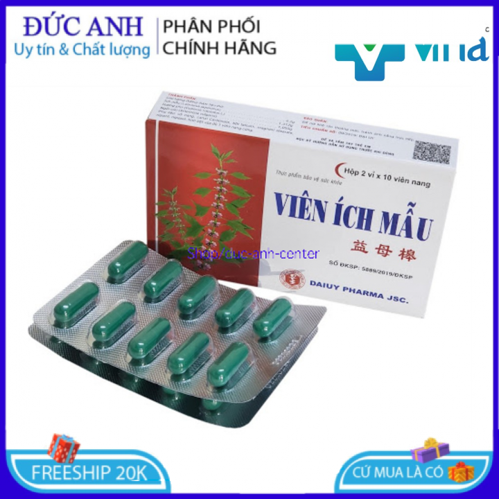Combo 5 hộp Viên uống Ích Mẫu bổ huyết điều kinh đẹp da – Hộp 20 viên