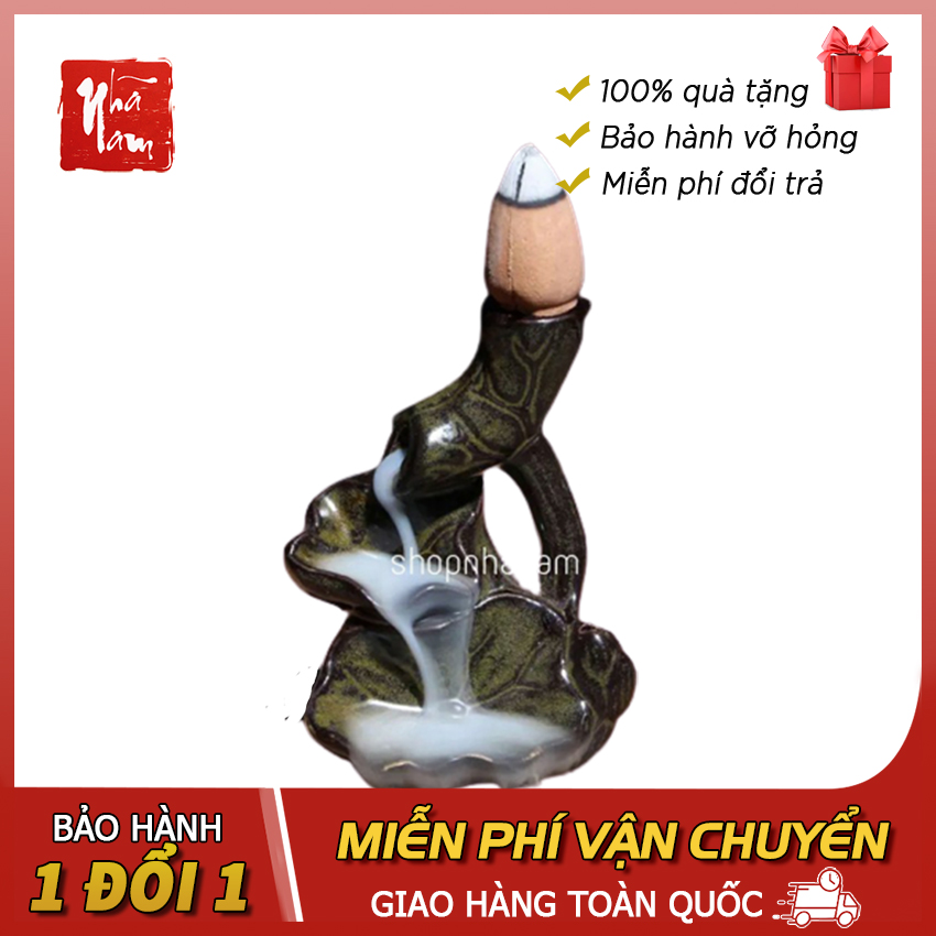 Thác khói trầm hương, đế cắm nhang tăm đặt nhang vòng gốm sứ - Phong Thủy Nhã Nam