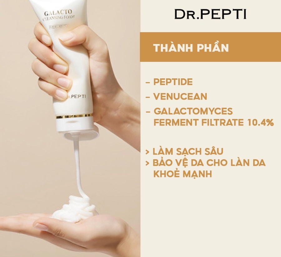 Sữa Rửa Mặt Tạo Bọt Dr.Pepti+ Galacto Cleansing Foam 110ml