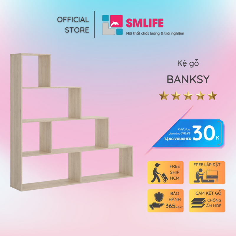 Giá sách gỗ công nghiệp thiết kế độc đáo SMLIFE Banksy