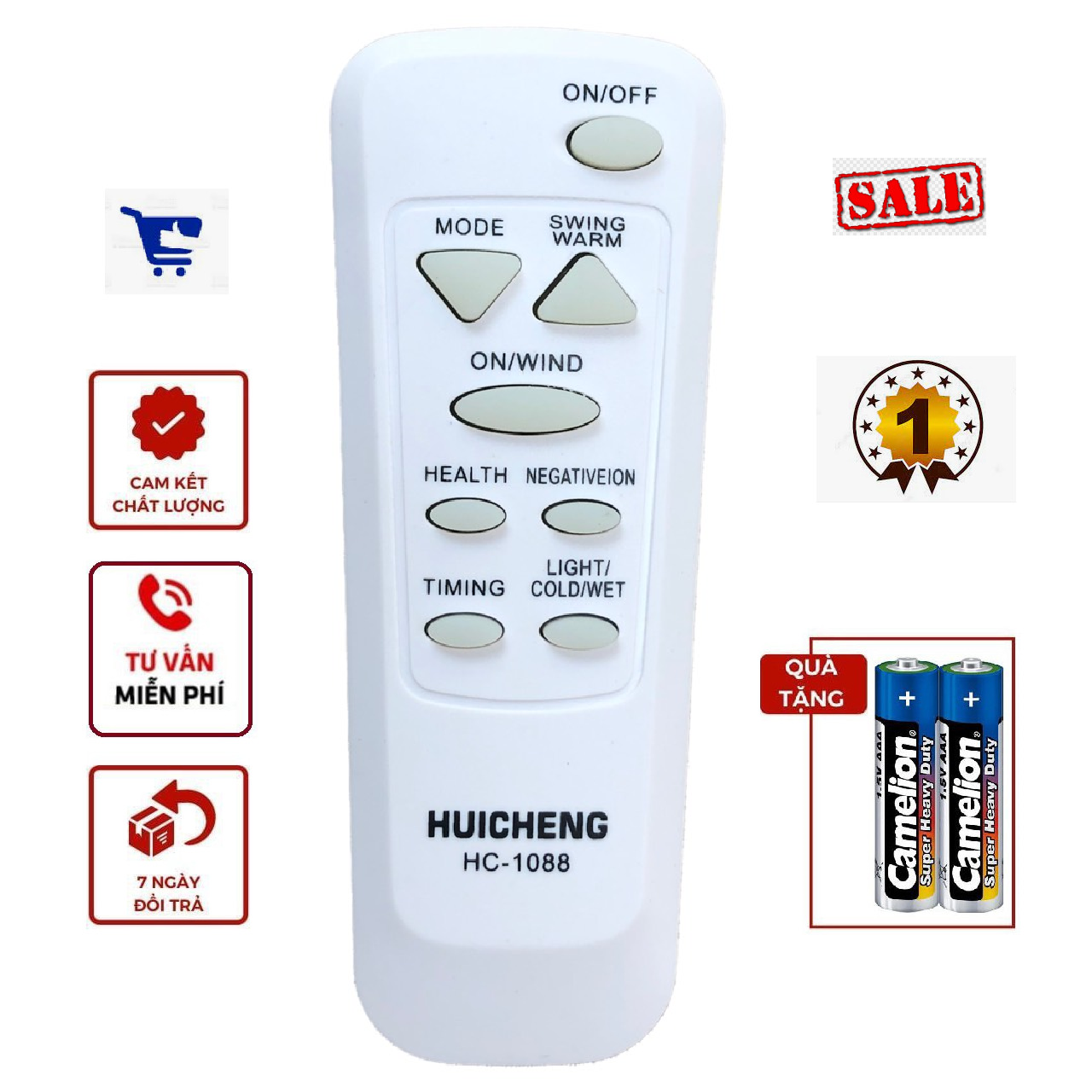 Remote đầu bấm từ xa quạt đa năng HC 1088 - Hàng tốt, kèm pin - Điều khiển đa năng