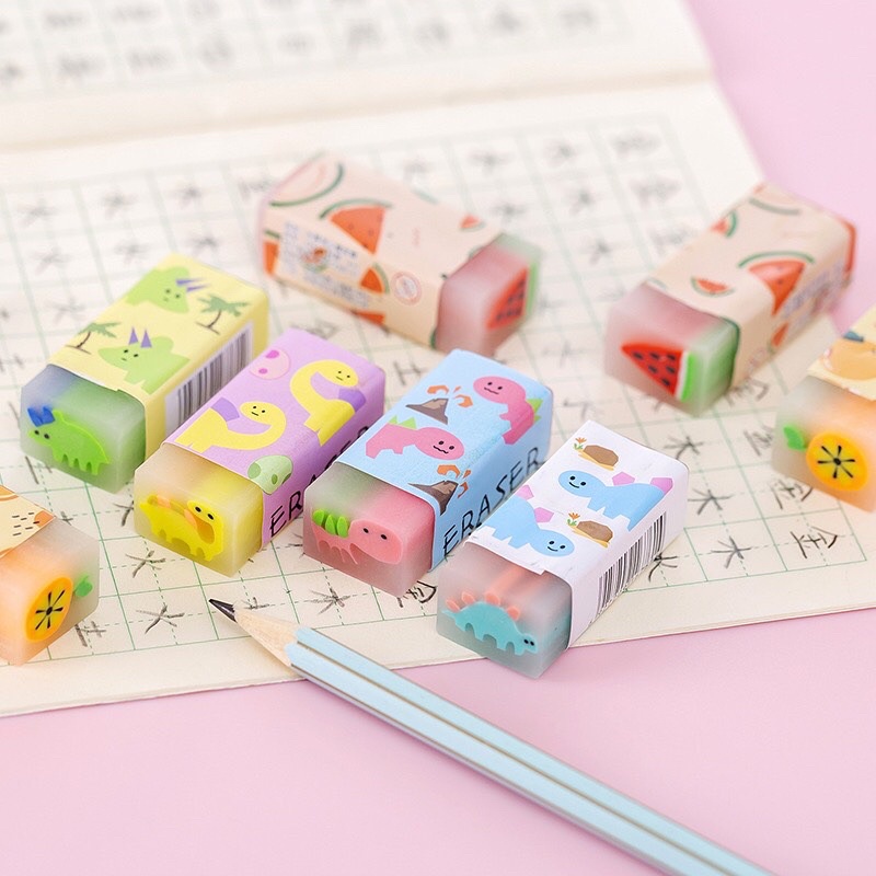 set 3 cục gôm tẩy hình trái cây và khủng long