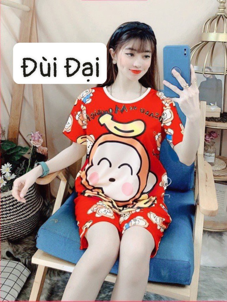 Size To 55-63KG  Đồ Bộ Ngắn Vải Thun Mặc Nhà Mát Mẻ Mẫu Hoạt Hình Đáng Yêu - Đồ Bộ Ngắn Vải Thun Nguyên Khanh Store