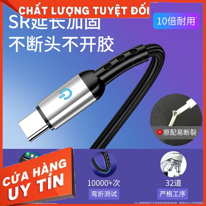 DÂY SẠC USB - TYPE C BỌC VẢI, CÓ ĐÈN 37K