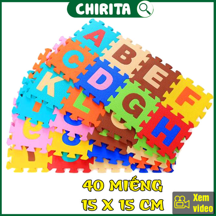 Bộ 40 Miếng Thảm Xốp Lót Sàn Cho Bé – Tấm Xốp Trải Sàn Ghép Chữ Cái + Số + Phép Tính Cho Trẻ – OEM >>> top1shop >>> lazada.vn