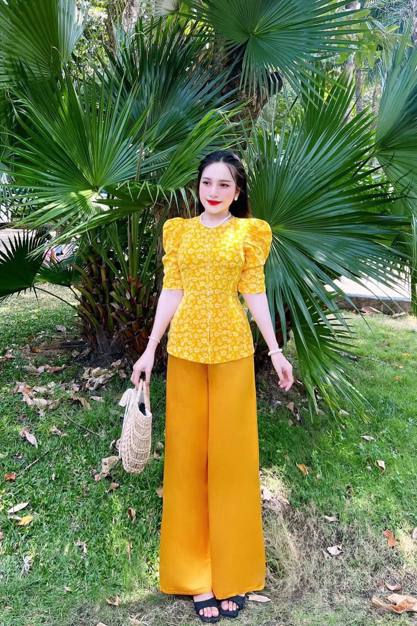BỘ BÀ BA LỤA GẤM TAY PHỒNG