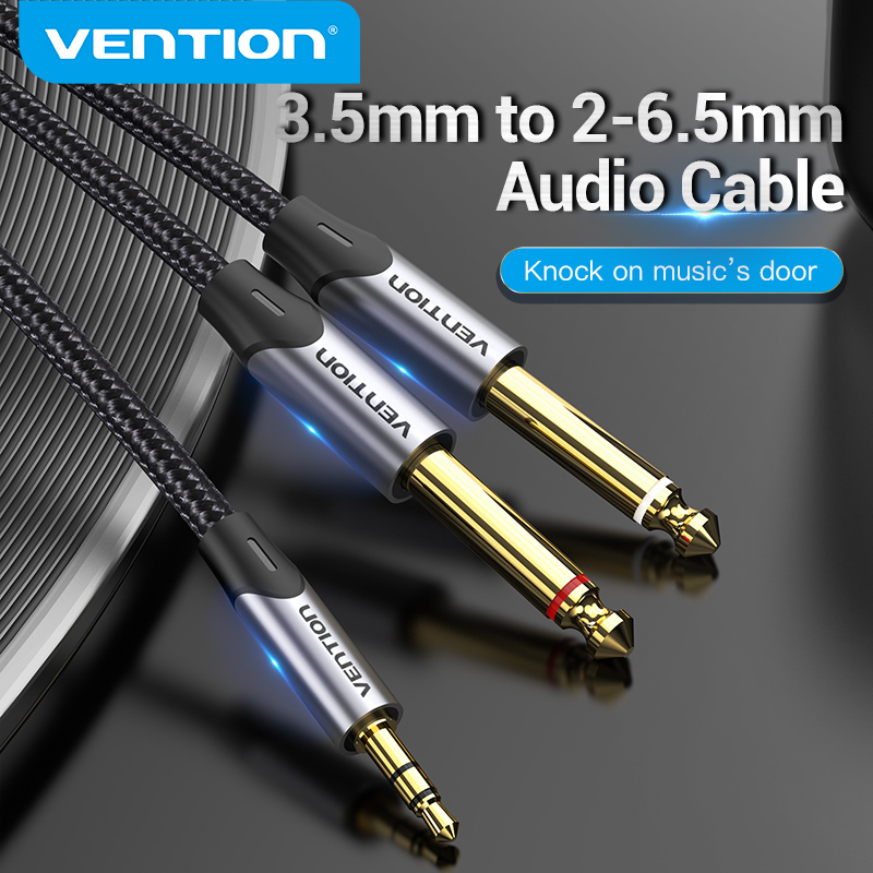Vention Audio Splitter 3.5mm to 6.5mm Adapter 3.5mm Female to 2 Male 6.5mm Audio Jack mic Y Splitter For PC Phone to Speaker  Mixer adapter Audio Converter Cable