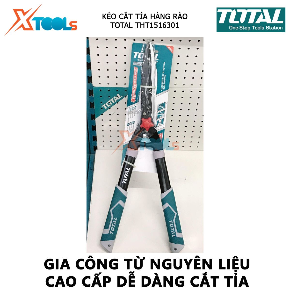Kéo cắt tỉa hàng rào TOTAL THT1516301 | dụng cụ cắt cây kiểng Kích thước 557mm (22”) , Chất liệu thép không gỉ, Tay cầm bằng nhựa chắc chắn cắt cỏ, hàng rào, cắt hoa, cắt cành nhỏ [XTOOLs MALL]