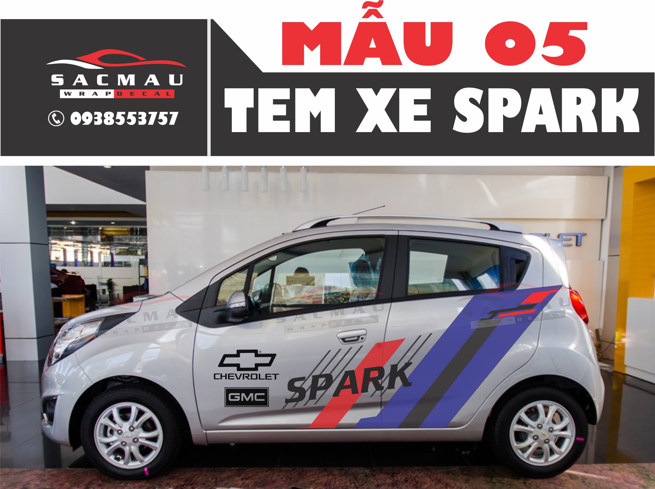 Tem dán xe Chevrolet Spark, tem xe Chevrolet