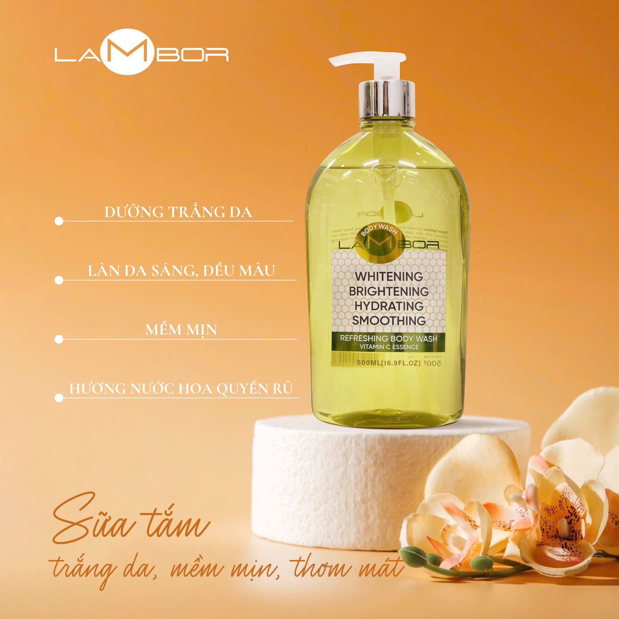 SỮA TẮM CAO CẤP TÁI TẠO LÀM TRẮNG, MỊN DA LAMBOR 500 ML - CHÍNH HÃNG