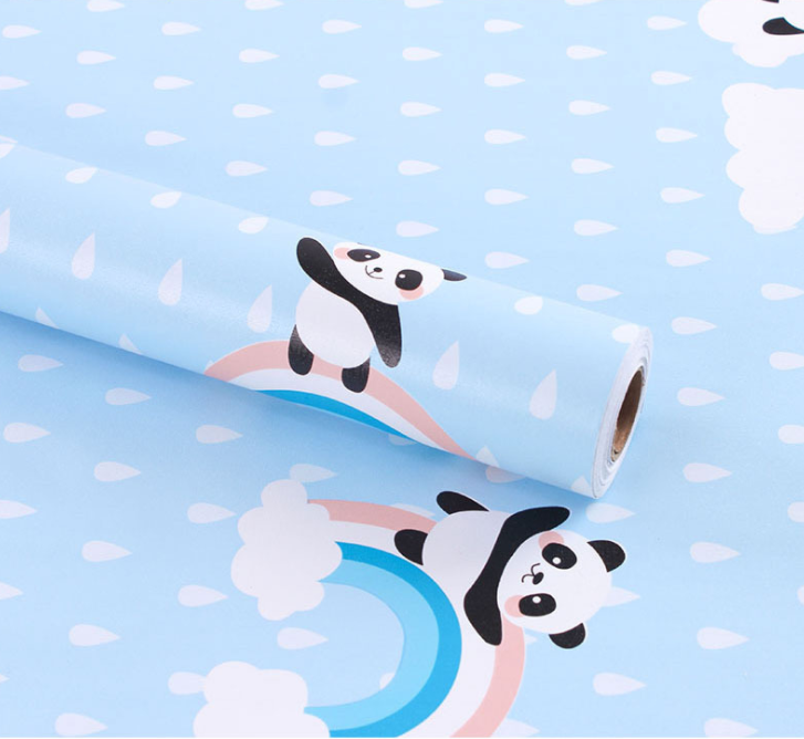 COMBO 5M DECAL GIẤY DÁN TƯỜNG KEO SẴN KHỔ 45CM MẪU GẤU TRÚC HỒNG ,XANH