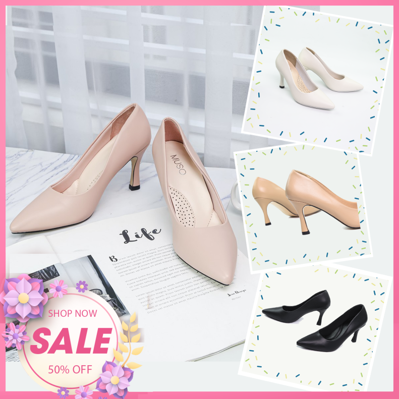 Giày cao gót - Giày Cao Gót 7cm MUSO Mũi Nhọn Da Trơn Basic Phù Hợp Đi Học Đi Chơi- Giày cao gót - Giày cao gót 7 phân - Giày cao gót nữ 7p - Giày cao gót mũi nhọn - Chất liệu mềm đẹp, màu sắc trẻ trung - HÀNG CHÍNH HÃNG XUẤT NHẬT giá rẻ