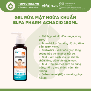 Gel rửa mặt ngừa khuẩn Elfa Pharm Acnacid dành cho da mụn - 150ml NHẬP thumbnail