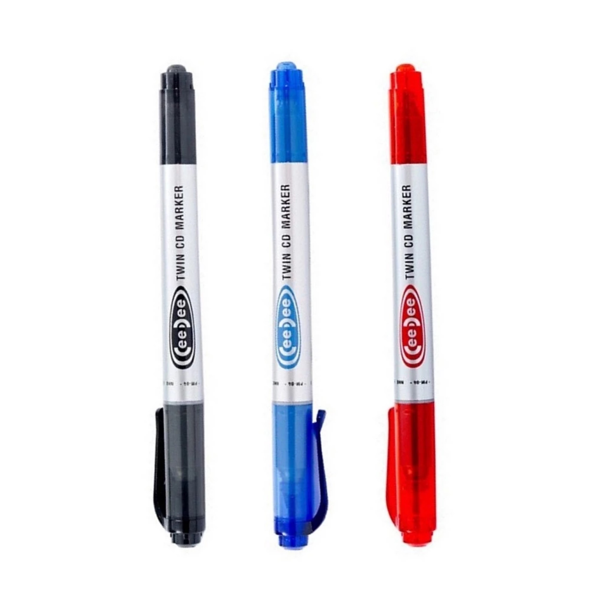Combo 3 Bút lông dầu 2 đầu Twin CD Marker - Mực đen/xanh/đỏ/tím
