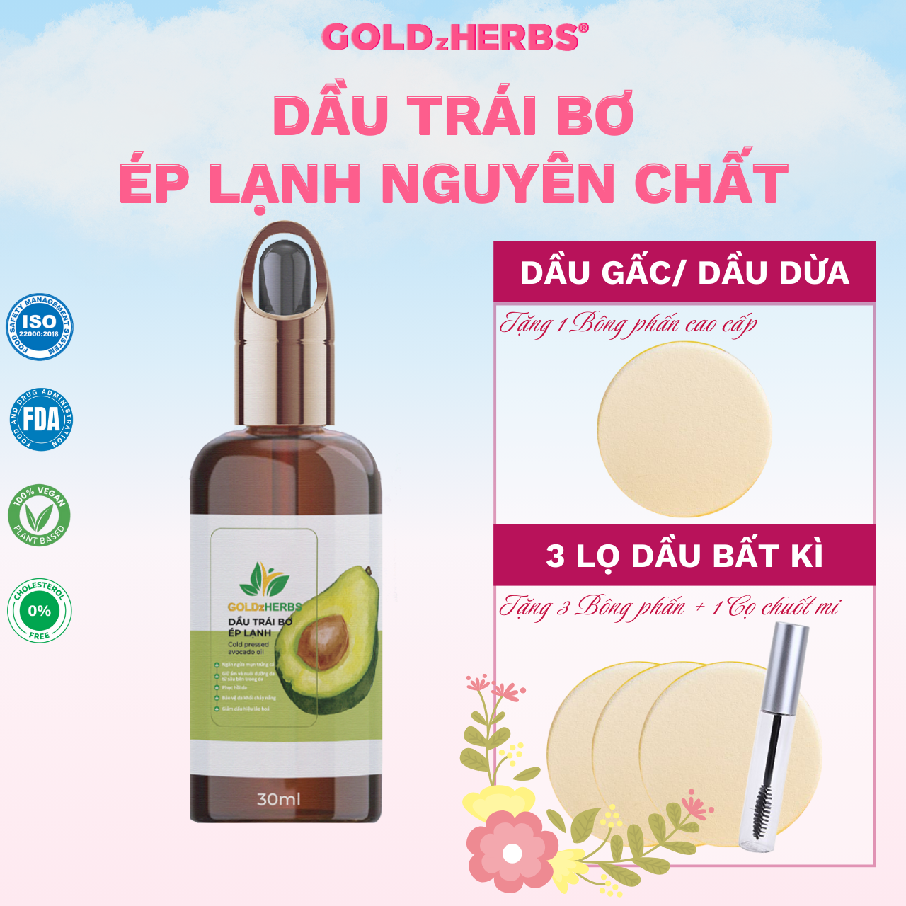 [Tinh Dầu] Tinh Dầu Trái Bơ GoldzHerbs, 100% thiên nhiên