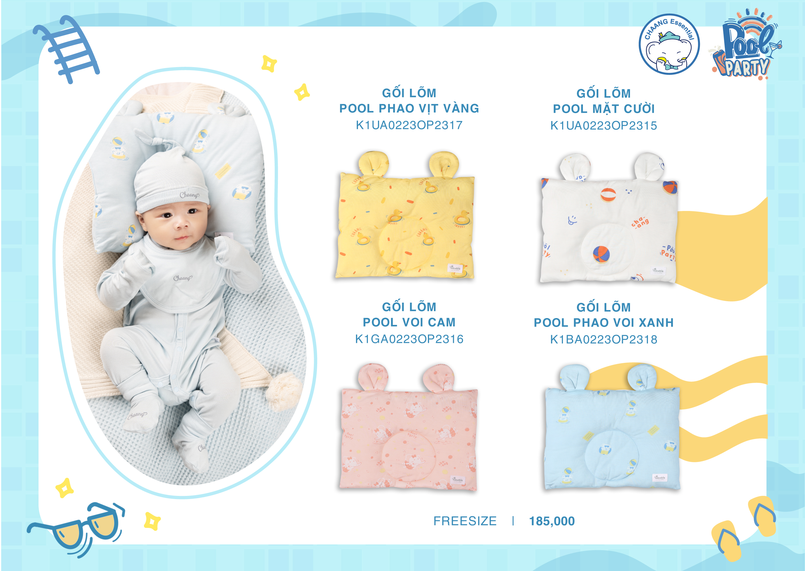 [CHAANG] Gối lõm cho bé sơ sinh Pool CHAANG