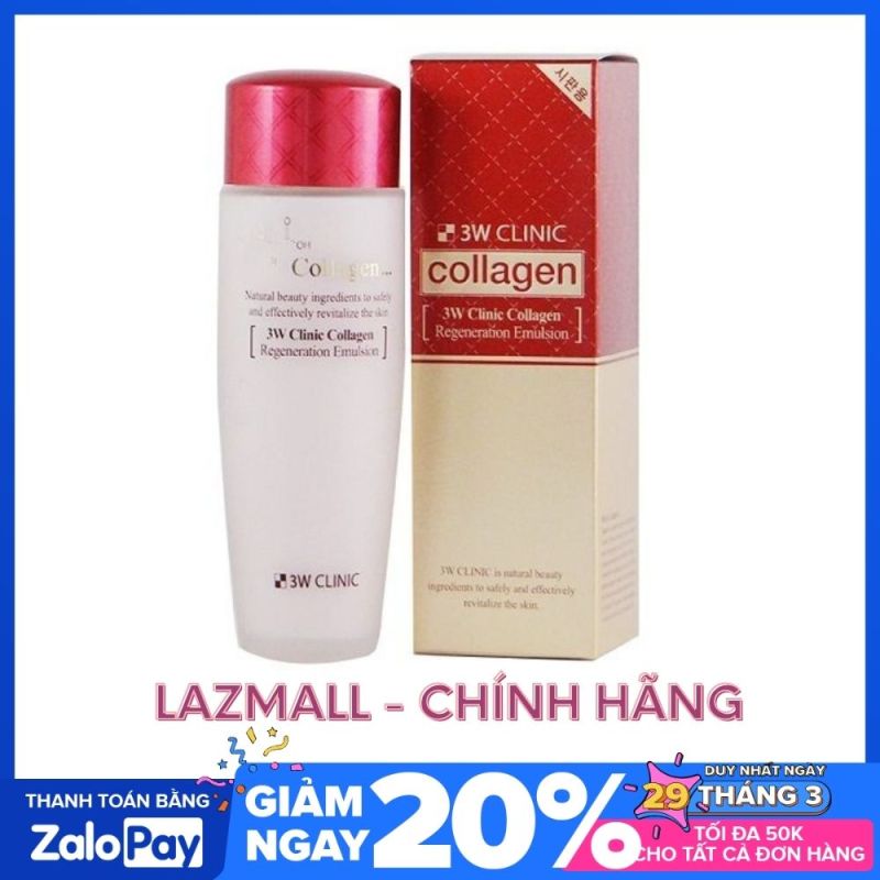 Nước Hoa Hồng Dưỡng Trắng Da Chống Lão Hóa 3W Clinic Collagen Regeneration Softener 150ml