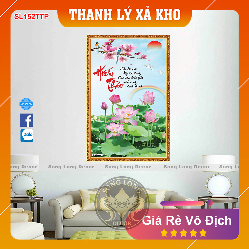 Tranh Dán Tường Chữ Hiếu Thảo- SL152TTP- Tranh 3d Thư Pháp - Song Long Decor