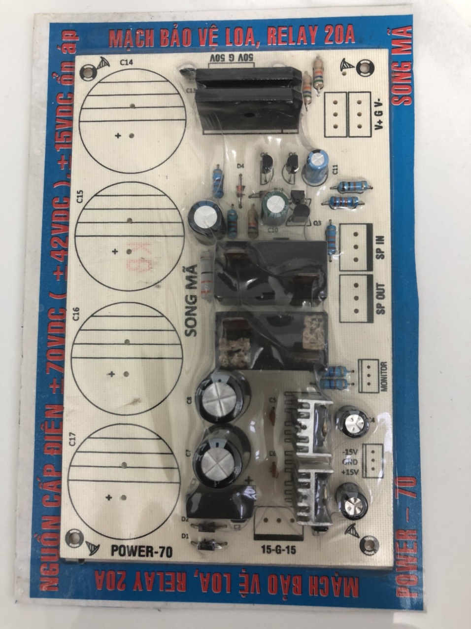 MẠCH NGUỒN AMPLY 4 TỤ BẢO VỆ LOA RELAY 20A