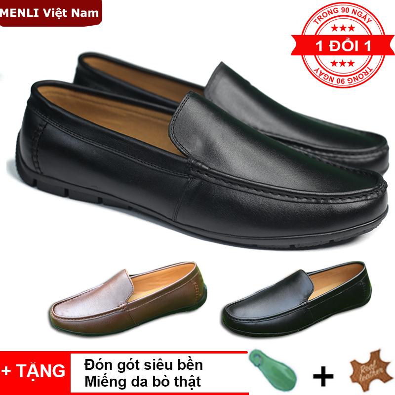 Giày lười, giày mọi nam da thật MENLI GLLZ123 (Đen, Nâu)