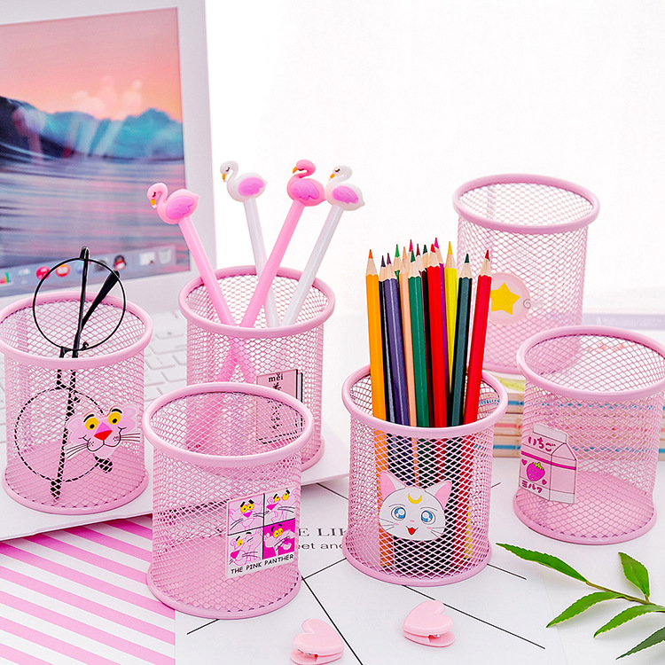 Ống cắm bút tròn lưới dễ thương
