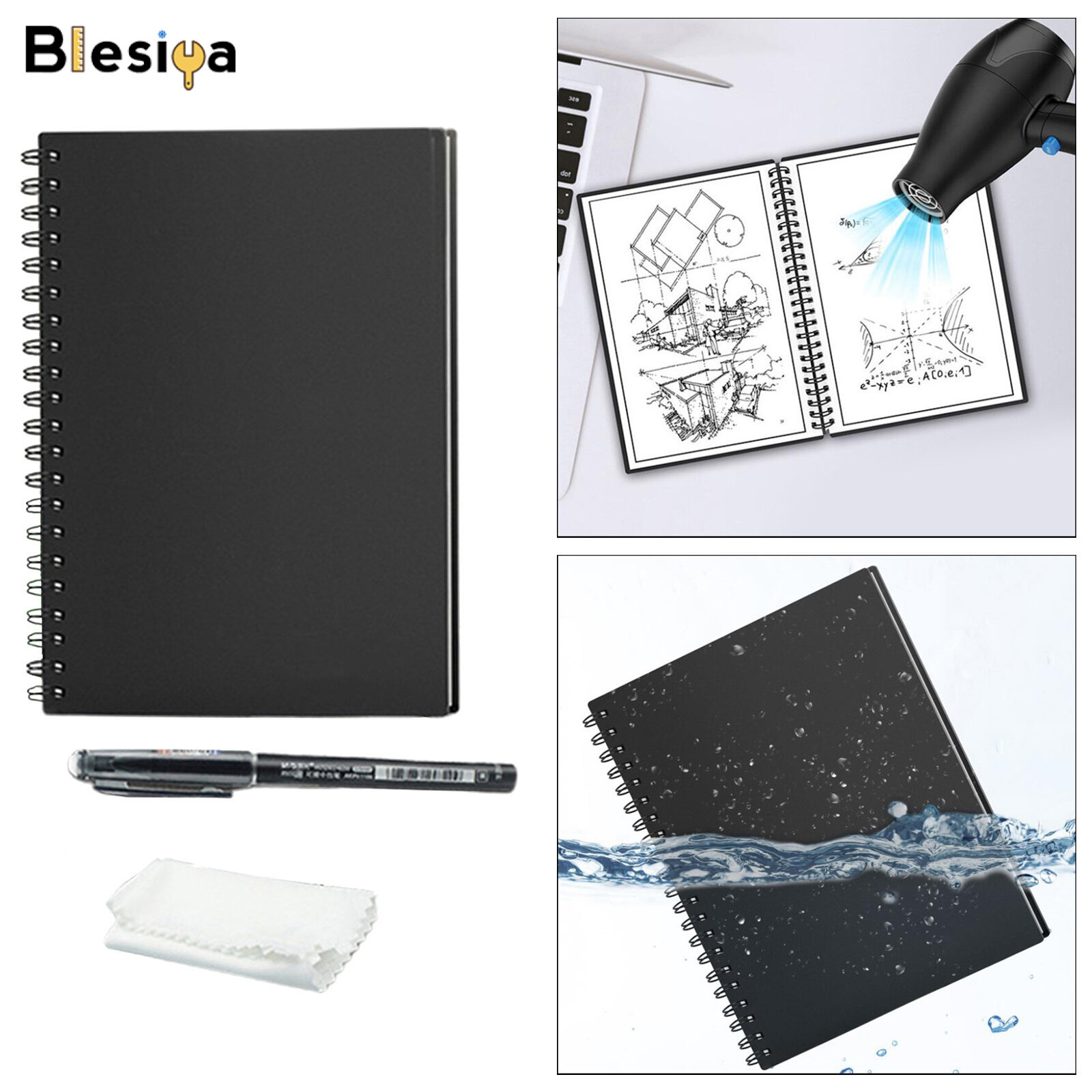 Blesiya Smart Reusable Notebook Lined with Pen Erase Note Pad Journal School Drawing