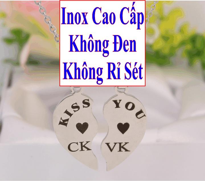 Necklaces couple stainless steel saw is like white 2 puzzle piece heart carved letters CK / VK mix letters kiss you (2 Wire + Face as picture)-price for sale as above is 1 pair as picture
