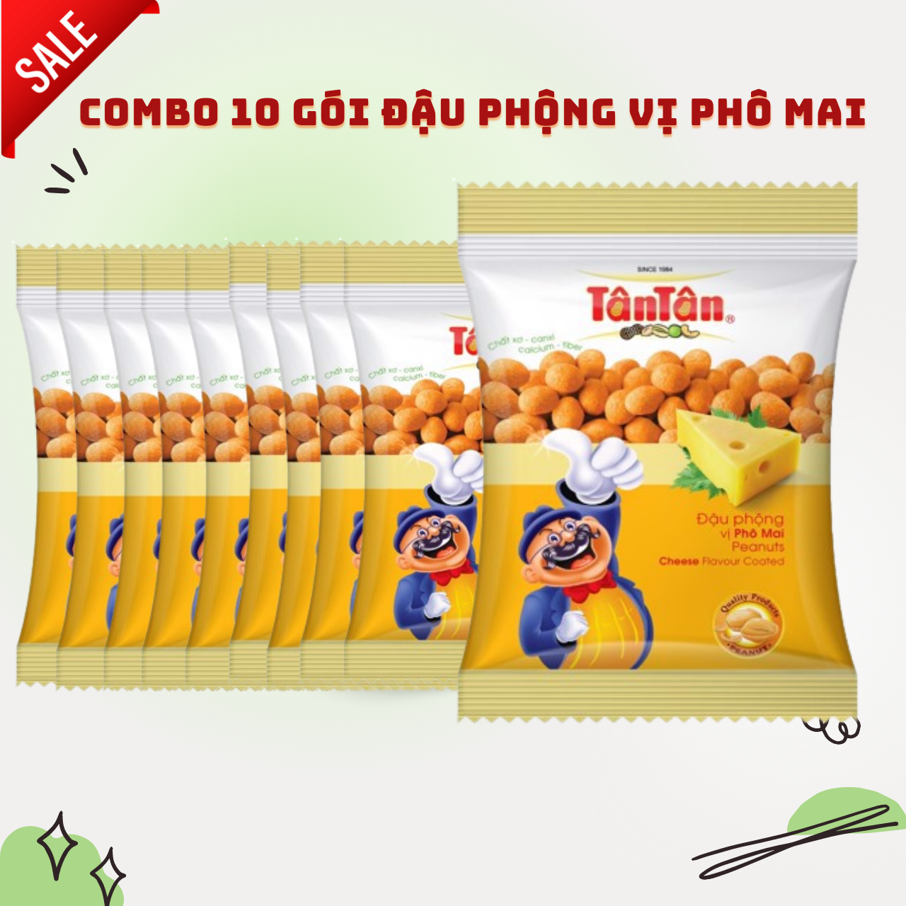 Combo 10 gói Đậu Phộng Vị Phô Mai Tân Tân 28g