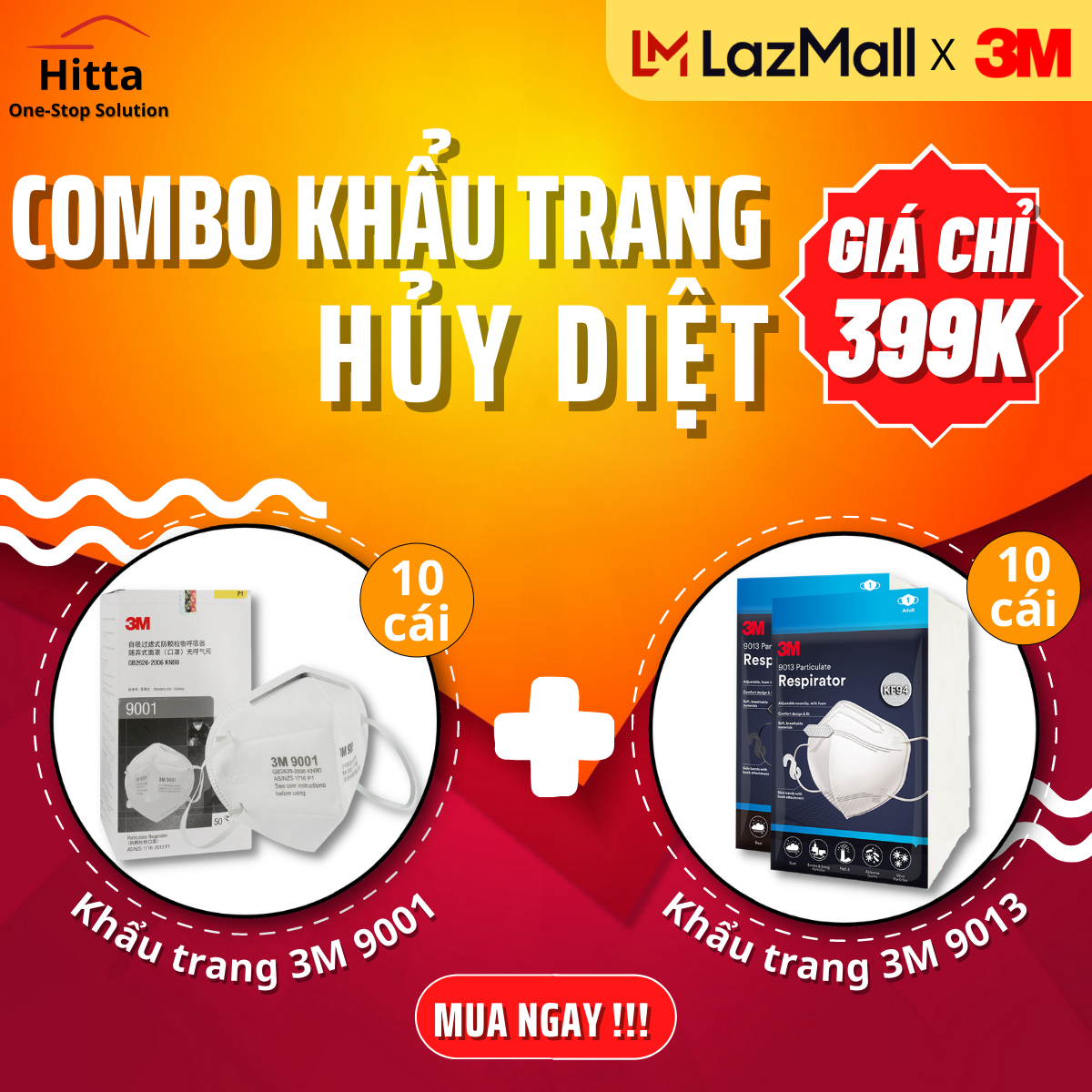 [Combo 20] Khẩu trang 3M 9001 (10 cái) + 3M 9013 (10 cái)