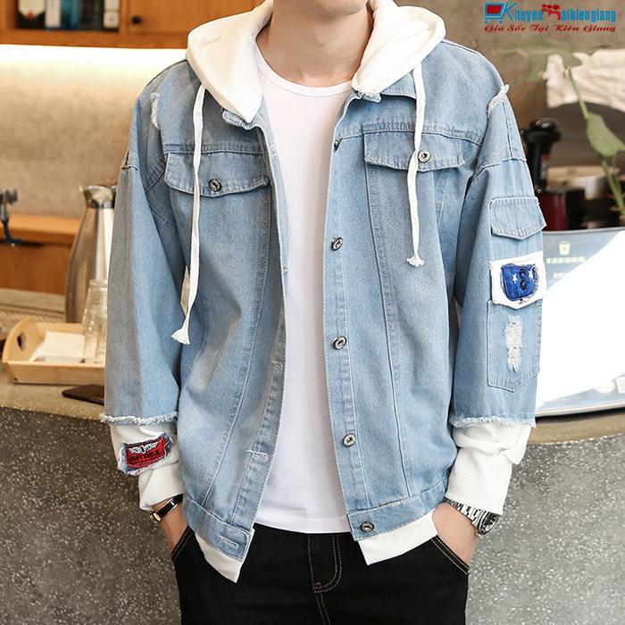 [HCM]ÁO KHOÁC JEAN NAM CHẤT VẢI DENIM MỀM MẠI NHÂT- PHỐI MŨ CỰC THỜI TRANG