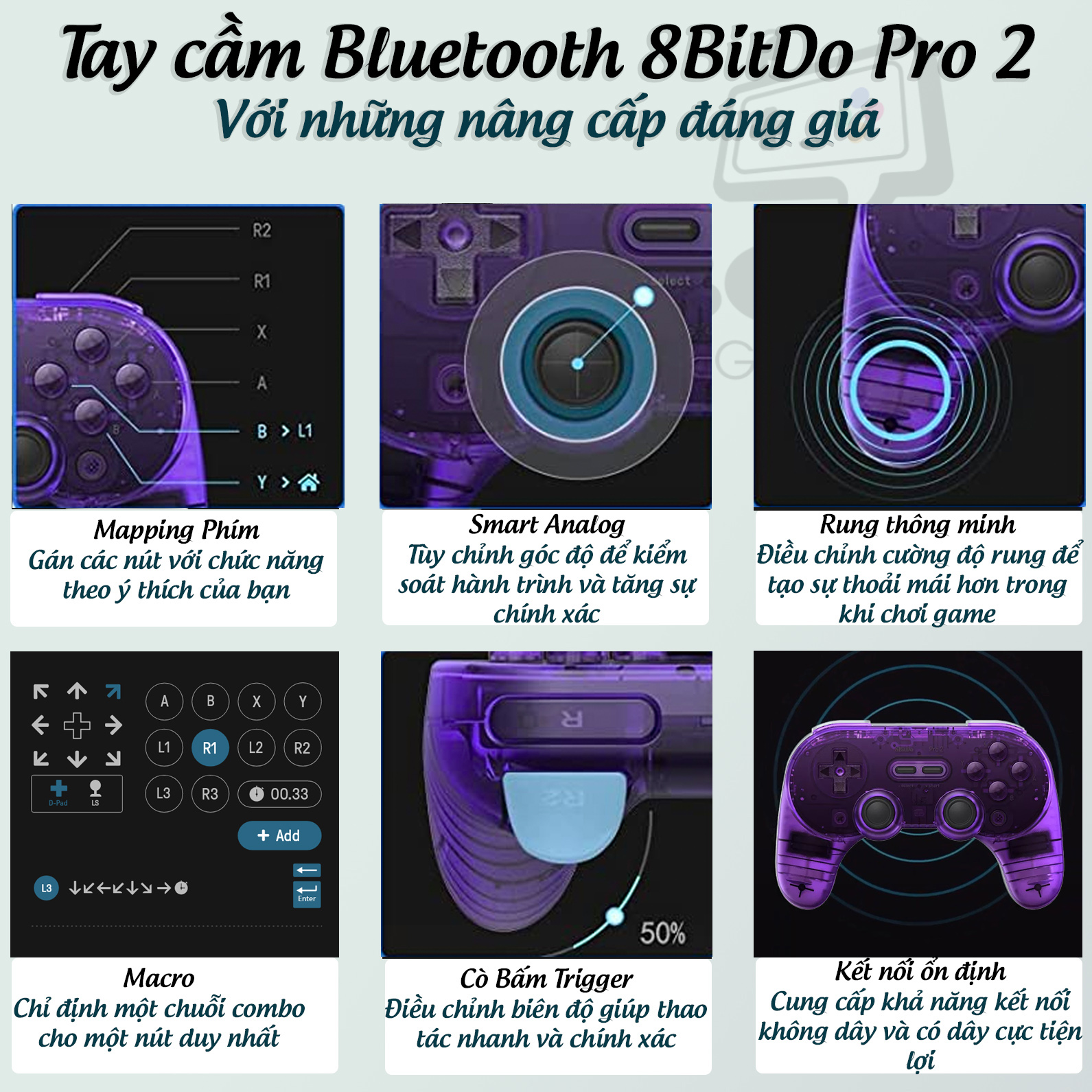 Tay cầm chơi game Bluetooth 8Bitdo Pro 2