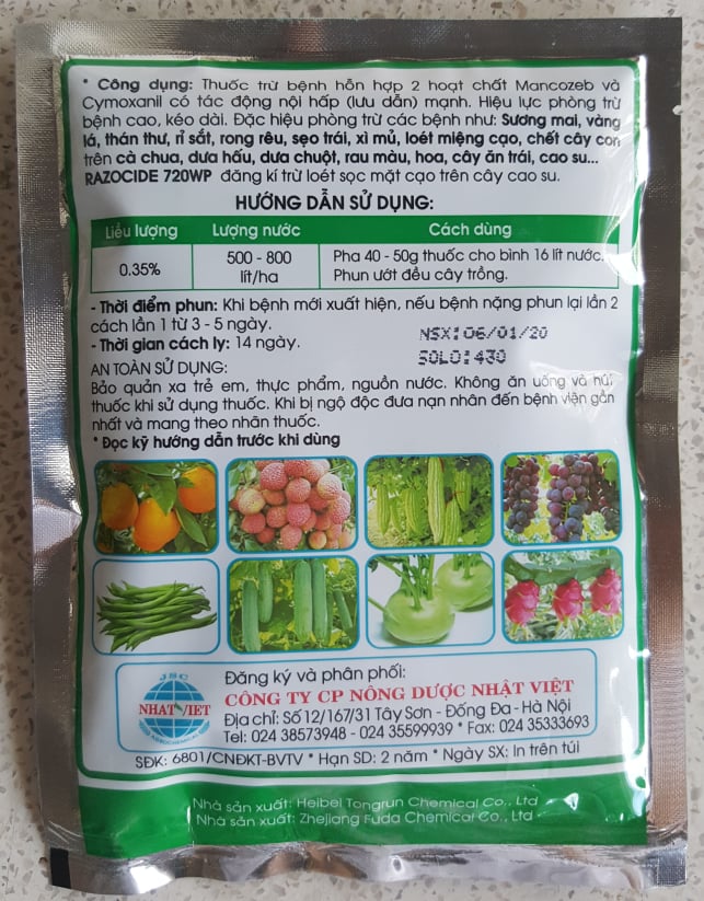 Thuốc trừ bệnh Razocide 720WP - gói 100g