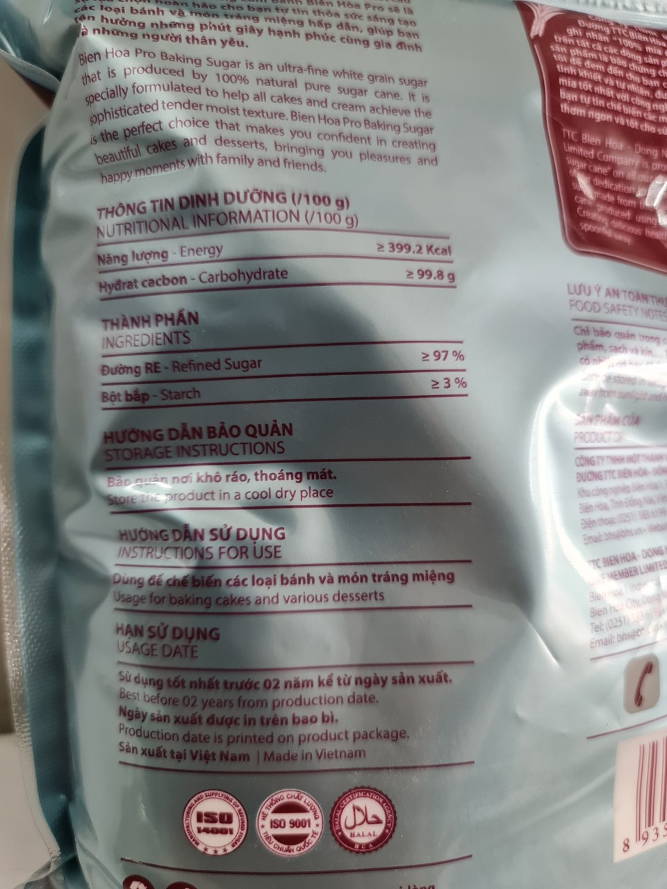 [Gói 1 Kg] ĐƯỜNG XAY LÀM BÁNH [VN] BIÊN HÒA Pro Baking Sugar (halal) (bph-hk)