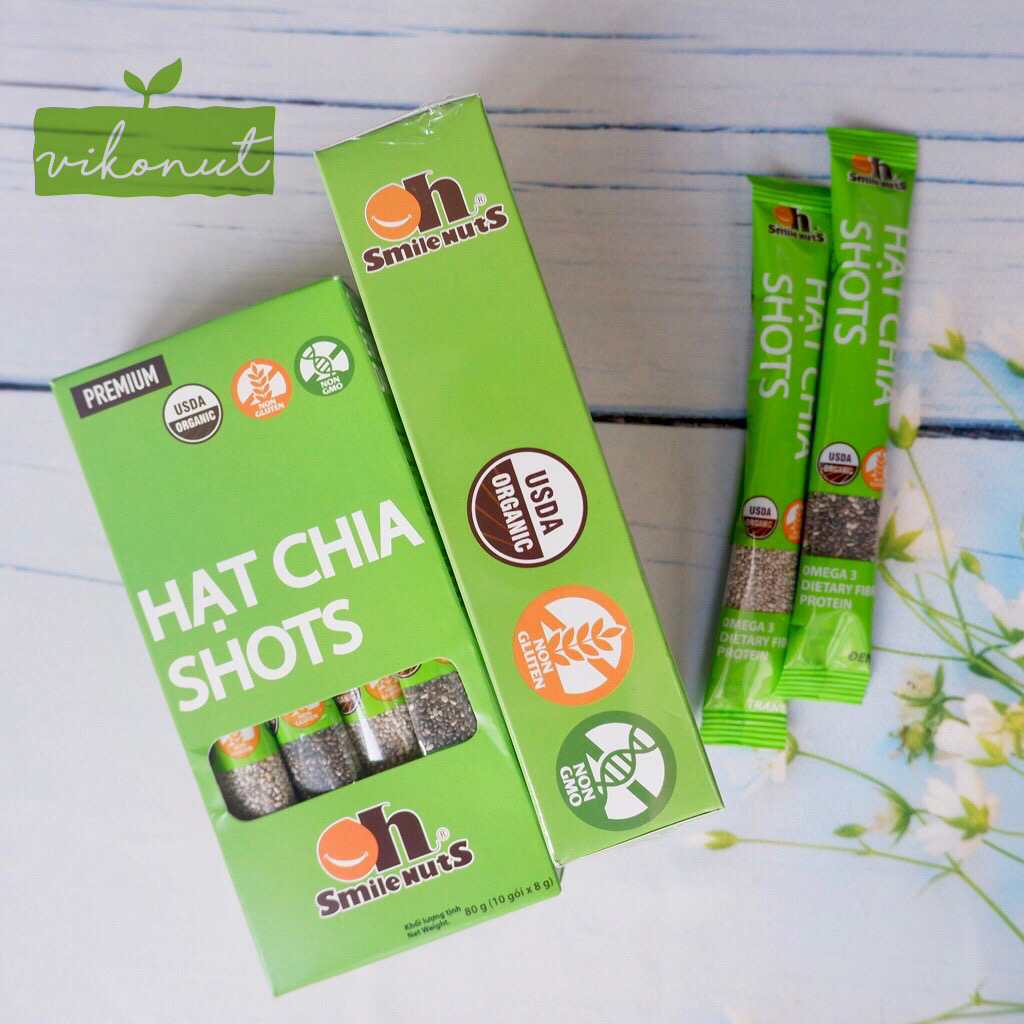 [HCM]Hạt Chia Shots hữu cơ mix trắng đen [2 hộp mỗi hộp 80gr] - Chia Seed Organic