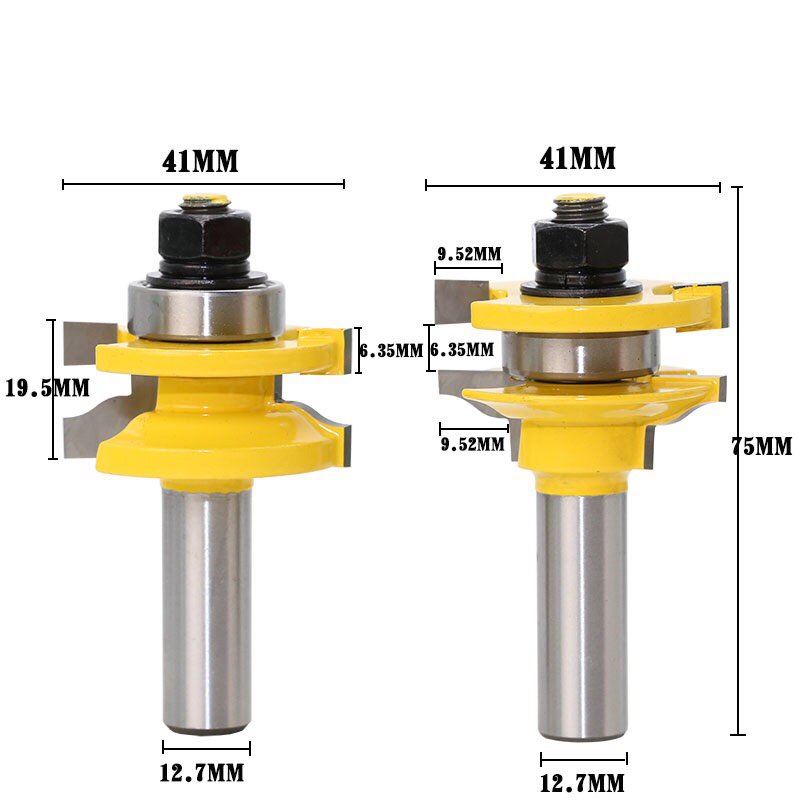 Bộ mũi dao phay gỗ làm cánh cửa bếp cốt 12ly7