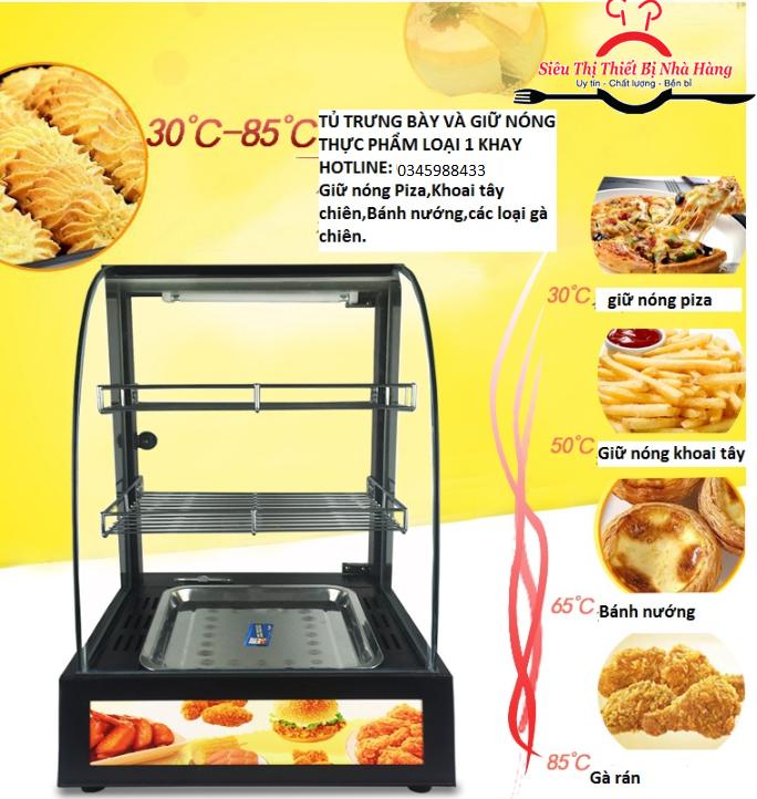 [Trả góp 0%]tủ trưng bày giữ nhiệt thực phẩm đa năng 1 khay