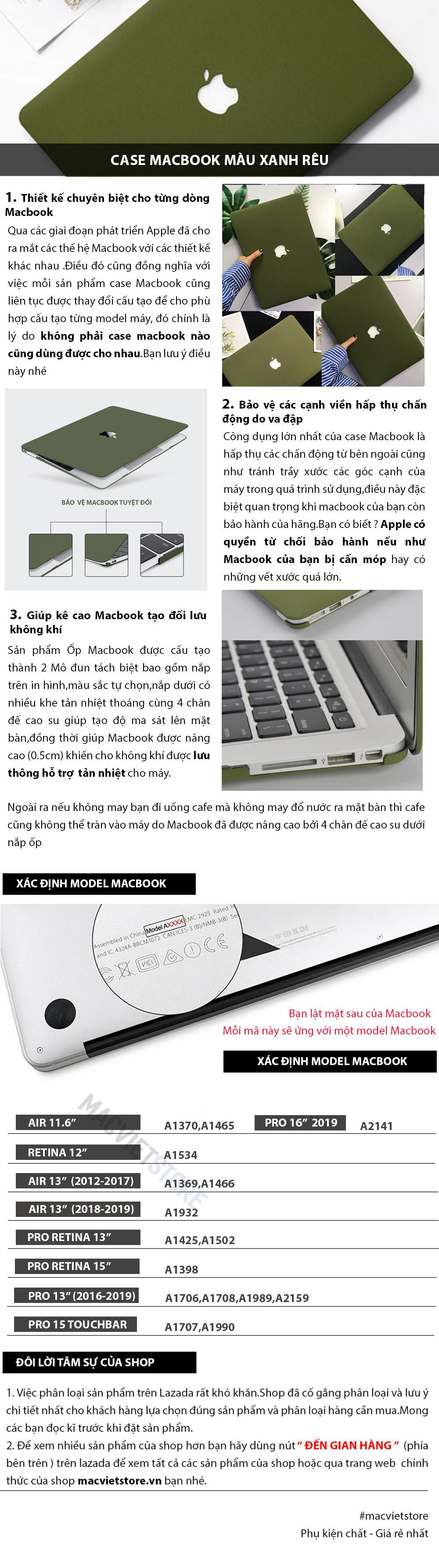 Case Ốp Macbook Màu Xanh Rêu
