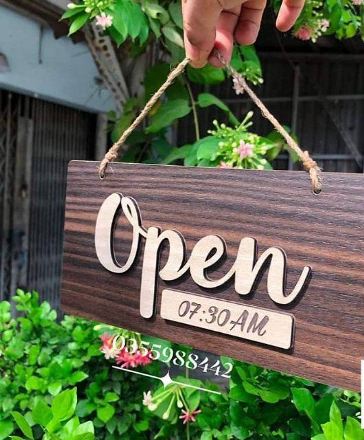 Bảng gỗ treo shop Open /Close