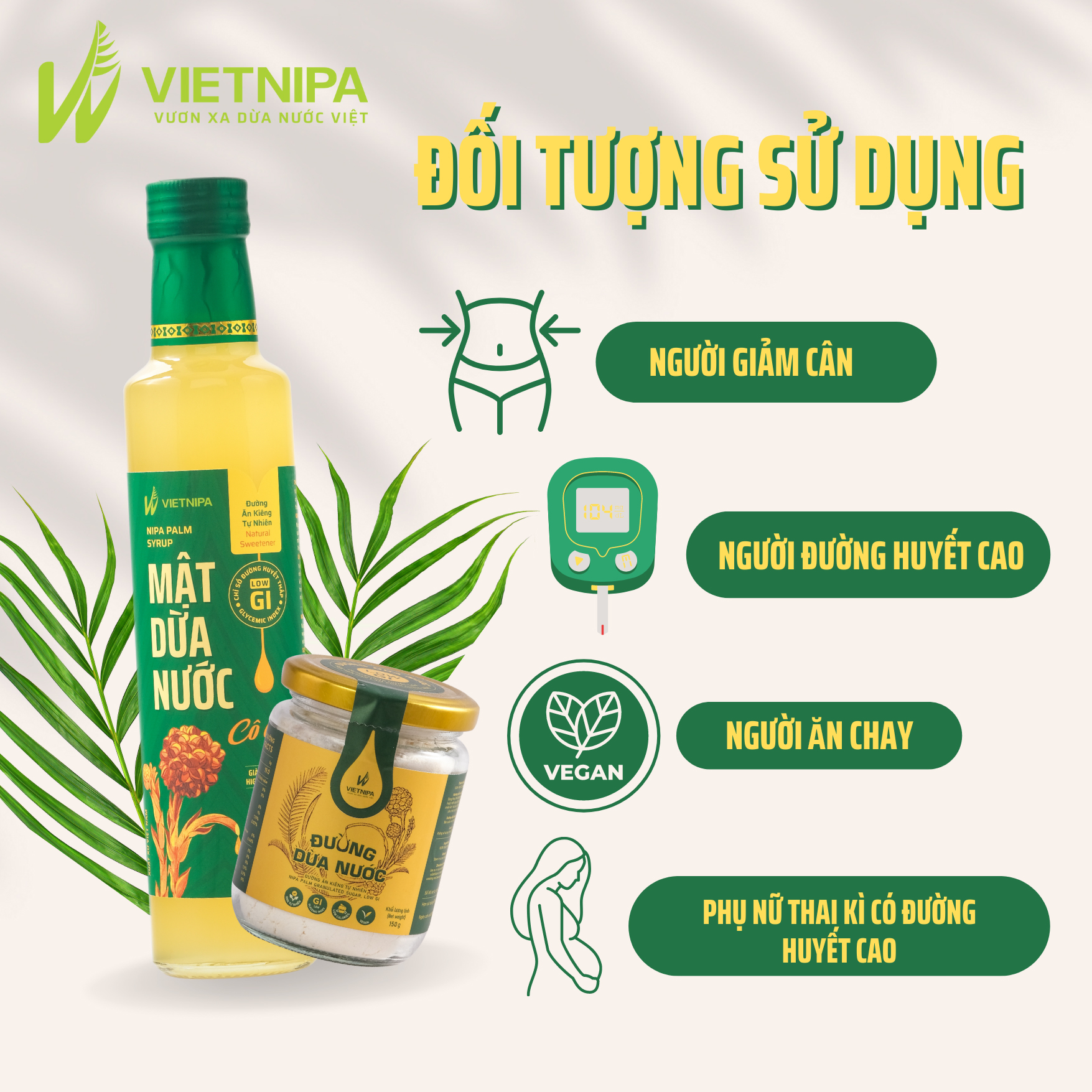 Mật Dừa Nước Cô Đặc Hữu Cơ VIETNIPA - 150g