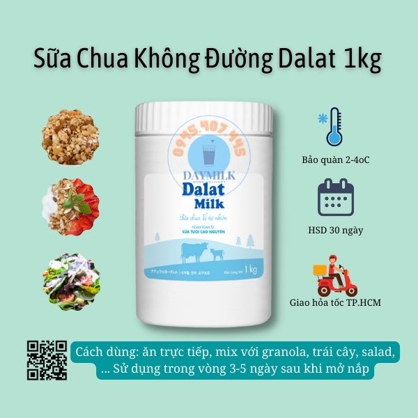 HÀNG LẠNH CHỈ GIAO SIÊU TỐC HCM - Sữa Chua không đường Dalatmilk Hộp 1kg