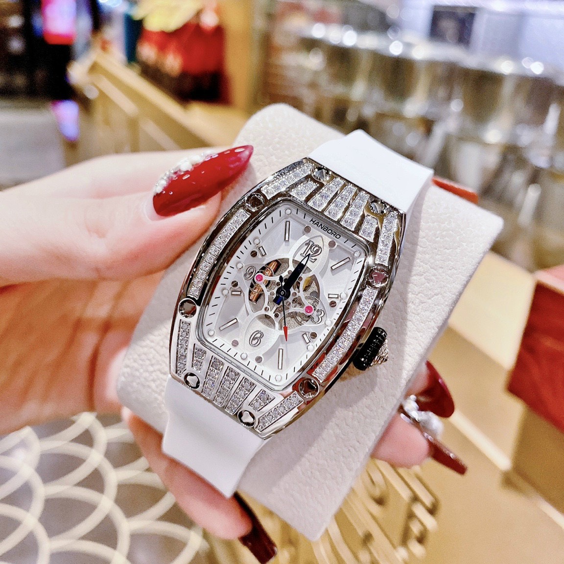 Han2.54 women's authentic silicone strap watch 36mm fullbox high-grade waterproof case, shop Kiwi
