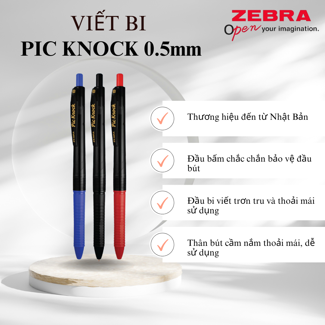 Viết bi bấm Pic Knock 0.5mm - Zebra [Chính hãng]
