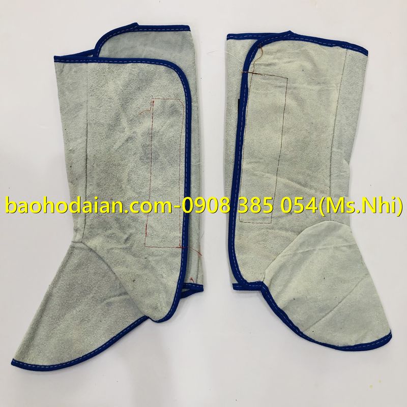 Bó ống chân da hàn chịu nhiệt bảo vệ cho thợ hàn- Hình thật