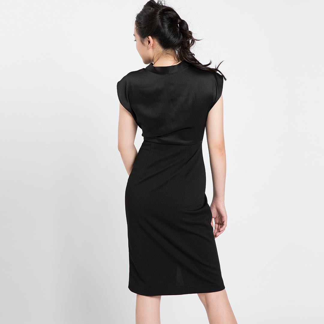Đầm Ôm Phối Satin Hity DRE084 (Đen Huyền Bí)