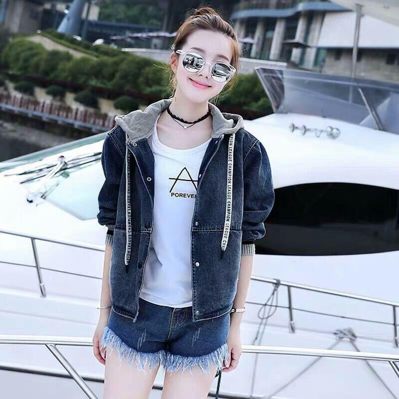 áo khoát jean nón tay bo thun